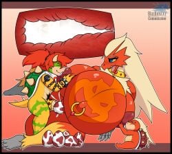 1boy 1girls 2025 absurd_res accessory anal anthro anthro_on_anthro avian baby belly big_belly big_breasts birth black_border blaziken blazkenzxy bodily_fluids border bowser_jr. breastfeeding breastfeeding_during_sex breasts cock_ring collar crossover cum cum_in_ass cum_inside digital_drawing_(artwork) digital_media_(artwork) duo egg egg_laying female furry furry_female furry_male furry_only gem genital_fluids genitals hi_res horns huge_belly huge_breasts internal jewelry koopa lactating larger_female male male/female mario_(series) milk naked navel navel_piercing navel_ring nintendo nude open_mouth penis penis_accessory penis_jewelry piercing pokémon_(species) pokemon pokemon_(species) pregnant pregnant_anthro pregnant_female pregnant_sex pussy raised_leg reptile ring_piercing scalie sex shell signature size_difference smaller_male tail tattoo vulva yellow_skin young