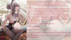 1girls armpits bare_shoulders big_breasts breasts breasts_bigger_than_head bunny_ears bunnysuit caption caption_box caption_only card chains character_request cleavage countdown crossed_legs dialogue enemy_conversion english_text female female_only femdom gigantic_breasts hair_ribbon hairband hourglass_figure huge_breasts hypnosis hypnotic_breasts hypnotizing_viewer jewelry large_breasts legs leotard licking_lips long_hair looking_at_viewer nail_polish nanaken_nana navel onlyharmony_(manipper) original pantyhose pov pov_sub red_eyes ribbon royalty sideboob single_hair_bun sitting smile text thick_thighs thighs tongue tongue_out white_hair