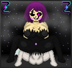 1boy 1girls anal anal_sex balls big_ass big_breasts big_butt big_penis black_eyes breasts continue_after_cum dark_zixy female legs male melting_body nipples oc oozing original_character penis pixel_art purple_eyes purple_hair pussy rule_63 self_upload steamy tail transformation transforming wet_body zixy