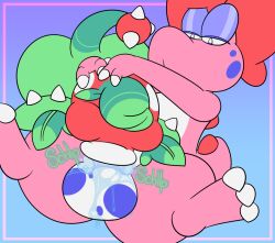 balls berryboyblushes bimbo bimbo_flower bimbo_lips birdo blowjob drool forced_oral furry_on_plantie gay head_grab mario_(series) piranha_plant plantie yaoi