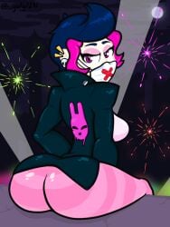 1girls bibi_(brawl_stars) big_ass big_breasts brawl_stars colored_hair fireworks gotig1231 mask pink_eyes thick_thighs tight_clothing vicious_bibi_(brawl_stars)