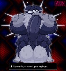 abs abstract_background absurd_res annaengine anthro areola arm_hair arm_tuft balls balls_on_ground barazoku barefoot biceps big_areola big_balls big_breasts big_muscles big_nipples big_penis blue_body blue_fur blue_penis body_hair breast_tuft breasts busty_boy_(lore) butt_hair cheek_tuft chest_hair chest_tuft claws clothed clothing crossover digital_drawing_(artwork) digital_media_(artwork) ear_markings earthbound_(series) english_text erection espurr eyewear facial_tuft fan_character feet felid feline fluffy fluffy_balls fluffy_breasts fluffy_chest foreskin front_view fur fur_markings fusion generation_6_pokemon genitals glasses glowing glowing_body grey_areola grey_nipples gynomorph hair hairy_breasts hands_on_hips happy_trail head_tuft hi_res huge_areola huge_balls huge_breasts huge_cock huge_muscles huge_nipples humanoid_genitalia humanoid_penis hyper hyper_balls hyper_genitalia hyper_penis ineffective_clothing intersex leg_tuft male_(lore) mammal markings multicolored_body multicolored_fur muscular muscular_anthro muscular_arms muscular_gynomorph muscular_intersex muscular_legs muscular_thighs nintendo nipples nude penis pokemon pokemon_(species) pose psychic psychic_energy psychic_powers pubes saggy_balls serious shoulder_tuft solo spread_legs spreading standing starman sunglasses text text_box thick_penis toe_claws tuft two_tone_body two_tone_fur visor white_body white_body_hair white_fur white_hair white_pubes