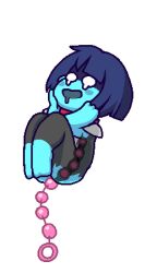 1boy ahe_gao ben_wa_balls blue_hair blue_skin deltarune drooling hands_on_face kinkykong kris_(deltarune) low_res low_resolution lowres male male_focus male_only pleasure_face ripped_clothing sex_toy tagme tears transparent_background x-ray