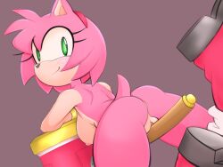 2022 4:3 amy_rose ass blush boots breasts clothing colored edit eulipotyphlan eyelashes female footwear genitals grey_background hammer head_turned hedgehog hi_res looking_at_viewer mammal naked_footwear pussy rear_view roundpeach sega side_boob simple_background sketch smile solo sonic_(series) sonic_the_hedgehog_(series) spassticus tools