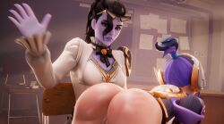 2girls 3d ass bent_over big_ass blizzard_entertainment classroom female female_only femdom femsub freshman_teo_minh juno_(overwatch) lezdom overwatch overwatch_2 overwatch_league principal_lacroix pussy rawgum spank_marks spanking widowmaker yuri