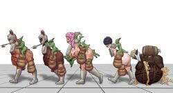3girls 9boys amputated_arm amputation amputee armless armor armored_boots armored_female artist_request backpack ball_gag barrel black_ball_gag black_body black_eyes black_hair bleeding_eyes blood_on_face breasts captured captured_female elf elf_ears elf_female female gag goblin goblin_male helmet horse_ears huge_ass humiliation makeup_running male milf mount naked objectification oc original_character original_characters pale-skinned_male pale_skin pink_hair plump_ass pony_girl ponygirl ponyplay pregnant pregnant_female quadruped quadruple_amputee runny_makeup saddle saddle_bag slave spear stuffed_belly tan_body tanned tanned_female tribal tribal_corruption tribal_markings tribal_tattoos weapon