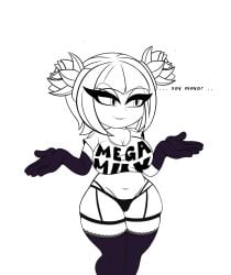 aged_up armwear big_breasts big_thighs black_and_white breasts cosmo_the_seedrian elbow_gloves female genyacero gloves makeup mega_milk sketch sonic_(series) thick thighhighs thighs thong