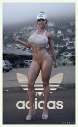 3d adidas asian asian_female bimbo curvaceous curvy heels high_heels huge_ass huge_breasts milf pose posing skimpy skimpy_clothes sweat sweating sweaty voluptuous xaqq