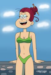 1girls agnes_johnson bikini breasts eyeshadow female female_only half-closed_eyes migueruchan open_mouth panties red_hair solo solo_female solo_focus the_loud_house