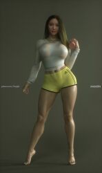 3d adidas asian bimbo curvaceous curvy gym_clothes huge_ass huge_breasts milf pose posing shorts skimpy skimpy_clothes sweat sweating sweaty tiptoes voluptuous xaqq