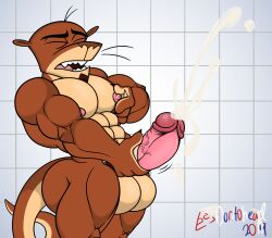 2019 abs anthro areola artist_name ass balls biceps big_balls big_butt big_penis bodily_fluids brown_body brown_fur closed_eyes cum cumshot detailed_background digital_media_(artwork) doritohead ejaculation erection fingers fur genital_fluids genitals handjob hi_res huge_balls huge_butt huge_cock inside long_tail lutrine male mammal masturbation multicolored_body multicolored_fur muscular muscular_anthro muscular_male muscular_thighs mustelid nipple_fetish nipple_pinch nipple_play nipples nude parker_webb pecs penile penile_masturbation penis pinch sex sharp_teeth shower signature solo tan_body tan_fur teeth tongue two_tone_body two_tone_fur vein whiskers