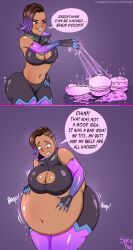 1girls ass bbw belly big_ass big_belly big_breasts breasts bubble_butt cleavage comic comic_sequence dark-skinned_female dark_skin fat female food latina obese olivia_colomar overwatch overwatch_2 overweight ready_to_pop sequence solo_female sombra spicypaw thick_thighs thighs weight_gain