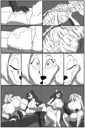 anthro areolae ass balls balls_expansion breast_expansion breasts clock-face cock comic commission commissioner_upload dick female fennec fox furry futanari growth herm hips huge_balls huge_cock hyper hyper_penis intersex macro monochrome mossdog nemis nipples nude original original_character original_characters panda penis penis_expansion robin_bechauf size squidink transformation vivian_boo vivianboo