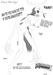 1girls english_text funny imminent_sex long_arms monster monster_girl pin_up ryu34 scary skinny skull wendigo