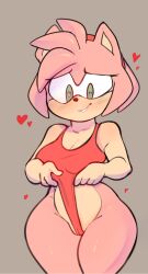 <3_eyes 2020 accessory amy_rose anthro blush breasts cadslime cleavage clothed clothing collage eulipotyphlan female front_view fur furry furry_only grey_background hair_accessory hairband heart hedgehog hi_res leotard leotard_pull mammal pink_body simple_background smile solo sonic_(series) tail thick_thighs wide_hips