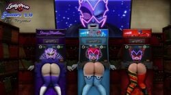 1boy 3d 3girls akumatized alix_kubdel arcade arcade_machine aurore_beaureal big_ass bubble_butt bunnyx_(character) edit female ferjuasi future_alix_kubdel hawk_moth hypnosis kagami_tsurugi male mind_control miraculous_ladybug ryuko_(character) screenshot screenshot_edit stuck stuck_in_object through_wall