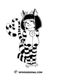 1girls all_fours anthro big_breasts black_and_white breasts domestic_cat felid feline felis female gynomorph heart hi_res intersex looking_at_viewer mammal monochrome nipples nude smile solo spoogiehowl stripes tail