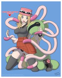 big_breasts breasts clothed cradily dialogue glasses glasses_on_head imminent_penetration imminent_sex nintendo pokemon pokemon_xy pokephilia serena_(pokemon) skirt_lift sunglasses sunglasses_on_head tentacle tentacle_sex text the_tentacle_professor