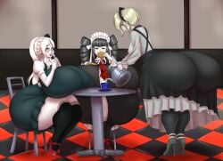 2021 big_ass blues64 breast_squish breasts_on_table celestia_ludenberg danganronpa danganronpa:_trigger_happy_havoc danganronpa_2:_goodbye_despair danganronpa_v3 excited goth gothic huge_ass huge_breasts hyper hyper_breasts maid maid_uniform marauder6272 smooth_skin sonia_nevermind super_danganronpa_2 toujou_kirumi venus_body