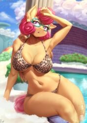 anthro bikini curvy female friendship_is_magic milf my_little_pony posey_shy_(mlp) solo viejillox