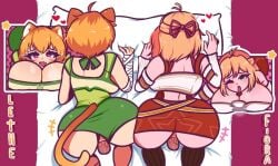 2girls ahe_gao alternate_version_available anal anal_sex ass asshole bandage big_ass blonde_hair cat_ears cat_tail catgirl crossover curvy doggy_style dress face_down_ass_up face_markings female female_focus fiora_(xenoblade) fire_emblem fire_emblem:_path_of_radiance fire_emblem:_radiant_dawn fire_emblem_heroes fuamyero green_eyes hair_ribbon heart-shaped_pupils laguz_(race) large_breasts lethe_(fire_emblem) nintendo on_all_fours orange_hair penis purple_eyes shorts shorts_aside skirt skirt_lift tongue_out upshorts vaginal_penetration xenoblade_(series) xenoblade_chronicles