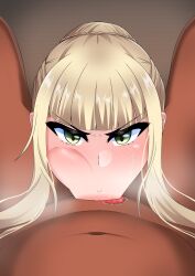 angry_face blonde_hair blowjob d4dj deepthroat fukushima_noa