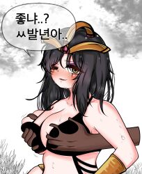 big_breasts breast_grab clothed dark-skinned_male dark_skin disembodied_hand female imminent_sex interracial kinbbum large_breasts league_of_legends leblanc male