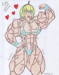 1girls amano_pikamee biceps big_muscles bikini commission danodrawings female female_only huge_muscles muscle muscle_tone muscles muscular_female solo traditional_media_(artwork) veins veiny veiny_muscles virtual_youtuber voms_project