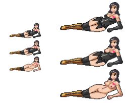 1girls black_hair boots breasts corset female_focus female_only gloves laying_down lingerie long_boots long_gloves maya_amano medium_breasts medium_hair megami_tensei megami_tensei_persona multiple_images nipples persona persona_2 persona_2_eternal_punishment persona_2_innocent_sin pixel_art png practically_nude smiling solo_female stockings transparent_background