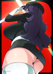 1girls alternate_breast_size alternate_costume ass big_ass breasts cap cosplay enemy_conversion game_freak hex_maniac large_breasts long_hair miniskirt nintendo pokemon purple_hair revealing_clothes skirt team_rocket team_rocket_uniform thick_thighs thighs toudori