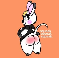 animal_crossing ass bella_(animal_crossing) big_ass big_breasts bottomless breasts female freckles fur mouse nicechan nintendo text thick_thighs video_games wide_hips