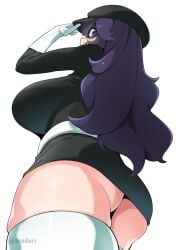 1girls alternate_breast_size alternate_costume ass big_ass breasts cap cosplay enemy_conversion game_freak hex_maniac large_breasts long_hair miniskirt nintendo pokemon purple_hair revealing_clothes skirt team_rocket team_rocket_uniform thick_thighs thighs toudori