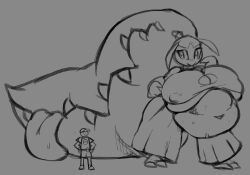 anthro beepunz breasts fat female huge_belly huge_breasts human larger_female male mawile nintendo nipple_bulge pokemon pokemon_(species) size_difference smaller_male video_games