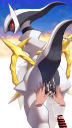 absurd_res arceus blush bodily_fluids censored cum disembodied_hand erection female feral genital_fluids genitals hi_res human legendary_pokémon male mammal nintendo nude penis pokémon_(species) pokemon pussy shin_mare solo video_games