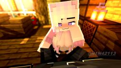 1boy 1girls 3d :3 alley_(r1n42113) blonde_hair cat_mouth mine-imator minecraft pink_eyes pov r1n42113 seduction tagme