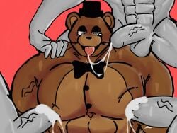 bara bear dick erection five_nights_at_freddy's fnaf freddy_(fnaf) gay male_only multiple_boys muscular_male nipple_penetration nsfwmaster1919 pecs tongue