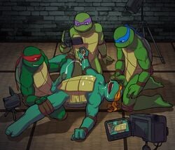 anal anal_insertion anal_penetration anthro camera donatello donatello_(tmnt) ejaculation foursome gay handjob incest leonardo leonardo_(tmnt) male_only michelangelo michelangelo_(tmnt) raphael raphael_(tmnt) recording teenage_mutant_ninja_turtles turtle video_camera yaoi