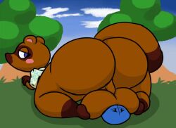 animal_crossing animated ass balls bottomless chappystick fur grinding huge_ass huge_balls male male_only nintendo raccoon thick_thighs tom_nook video_games wide_hips