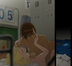 2girls anesthesia_(rumble_roses) dark_skin depth_of_field dr._cutter female fugi_jis interracial konami lowres miss_spencer multiple_girls muriel_spencer nude rumble_roses skin_contrast yuri zinc_park zzz