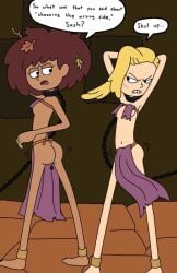 amphibia anne_boonchuy bare_ass barefoot belly_dancer belly_dancer_outfit blonde_hair bondage chain_collar chained chained_up chains collar_chain dance dancer dancing dark_hair dialogue disney disney_channel disney_xd embarrassed feet female_only harem harem_girls harem_outfit part_2 purple_monke_(artist) ragged_clothing revealing_clothes sasha_waybright skimpy skimpy_clothes slave slavegirl straight_hair tan tan_body tan_skin toes