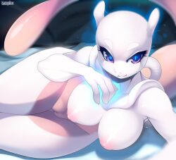 adorable anthro big_breasts breasts cute cute_face eyelashes female female_mewtwo female_only genitals hi_res legendary_pokémon mewtwo nintendo nude pokemon pokemon_(species) purple_eyes pussy solo solo_female tsampikos vagina video_games