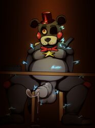 animatronic cum cumming daxhush dick dripping_cum ejaculation five_nights_at_freddy's fnaf freddy_fazbear's_pizzeria_simulator lefty_(fnaf) male male_only robot testicles