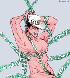 1boy blue_eyes diamond_is_unbreakable dilf hierophant_green jojo's_bizarre_adventure jotaro_kujo male male_nipples male_only mitch_ziziki nude nude_male pubic_hair solo_male stand_(jjba)