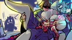 1girls 2others 8lue5kull asriel_dreemurr blood breasts clothed_rape crying cum deltarune disembowelment gore guro gutfuck guts intestines kris_(deltarune) lactating murder nipples rape snuff tears toriel undertake undertale_(series) watching