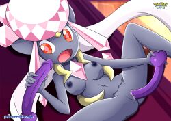 1girls anthro ass bbmbbf breasts diancie dildo dildo_in_pussy double_dildo female female_only nintendo open_mouth palcomix pokemon pokemon_only pokepornlive pussy sex_toy solo tongue vaginal_insertion