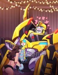 autobot autobots blush breath bumblebee_(transformers) bumblebee_movie charlie_watson fisting heart human human/robot juice lingerie penis pussy robot robot_penis teenager transformers transformers_robots_in_disguise_(2015) youkaiyume