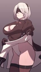 1girls 2d android android_girl big_breasts blindfold breasts busty carcass_(artist) cleavage curvaceous curvy curvy_body curvy_female curvy_figure curvy_hips female female_focus female_only huge_breasts large_breasts legwear mole mole_under_mouth nier:_automata robot robot_girl short_hair slim_waist solo solo_female thick_thighs thighhighs thighs voluptuous white_hair wide_hips yorha_2b