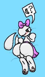 2021 ? anthro ass balls big_butt blush bow clothed clothing crossdressing flint_(qoolguyart) fur furry furry_only genitals hi_res lagomorph leporid looking_back male male_only mammal presenting presenting_hindquarters qoolguyart rabbit solo tail thick_thighs