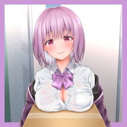 carrying cleavage clothed inagita purple_hair school_uniform schoolgirl shinjou_akane ssss.gridman tagme