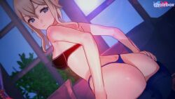 1girls 3d animated annoyed ass ass_focus back big_ass blonde_hair blush bouncing_ass bra choirbox dat_ass female female_only from_behind genshin_impact jean_gunnhildr jeans koikatsu large_ass looking_back panties pants pants_pull ponytail sideboob sound sound_effects squeezing_butt tagme thong tight_pants video